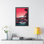 Red Forest Framed Poster - Enchanting Landscape Wall Art