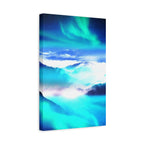 Starry Mountain Sky Canvas Wall Art - Aurora Borealis Decor