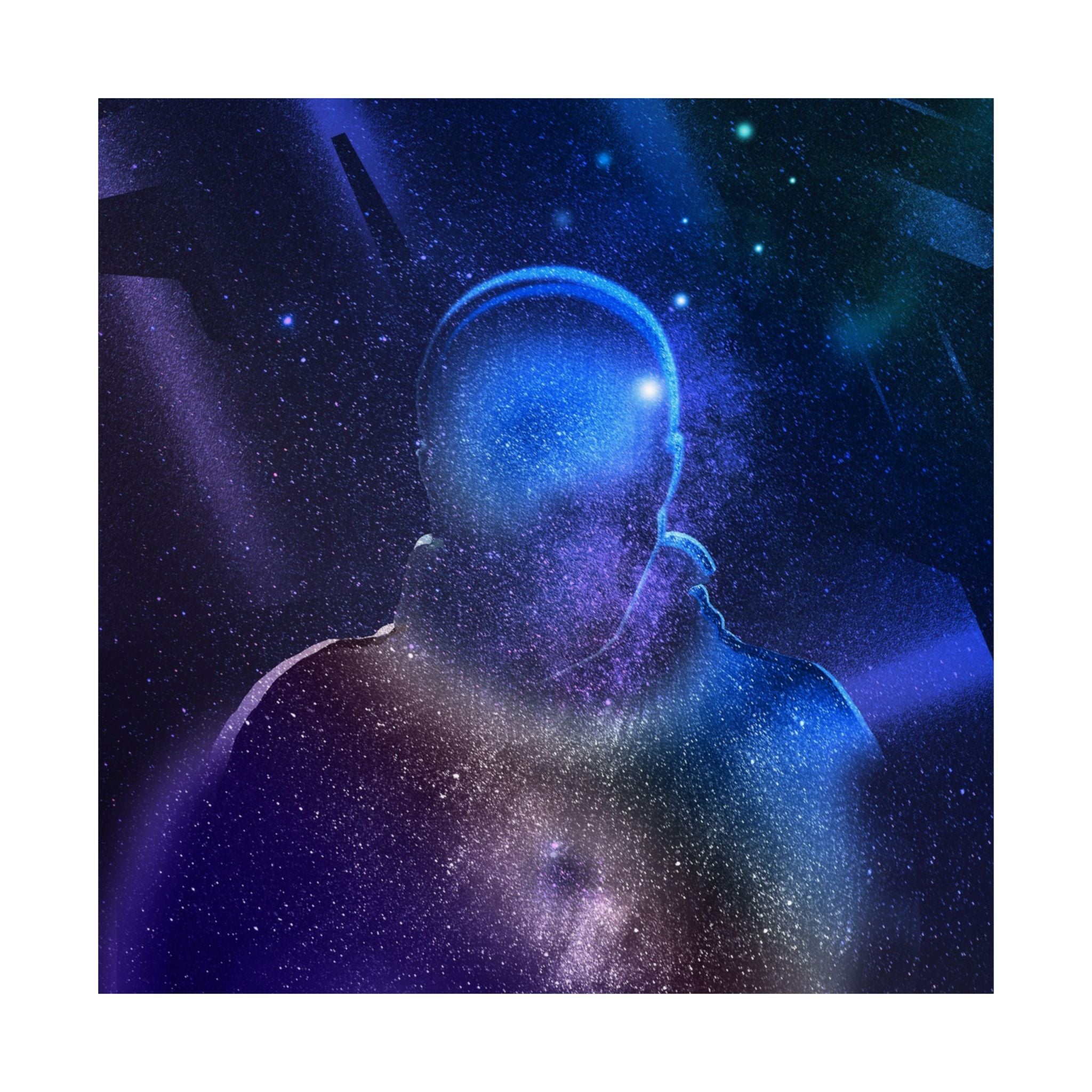 Figure in Space Poster - Cosmic Silhouette Art Print