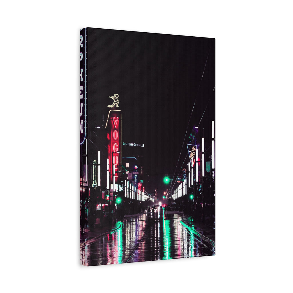 Cyberpunk Slick Street Canvas Wall Art - Neon Alley Decor