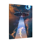 Space Lizards Canvas Wall Art - Lizard Being Abducted Ufo Decor