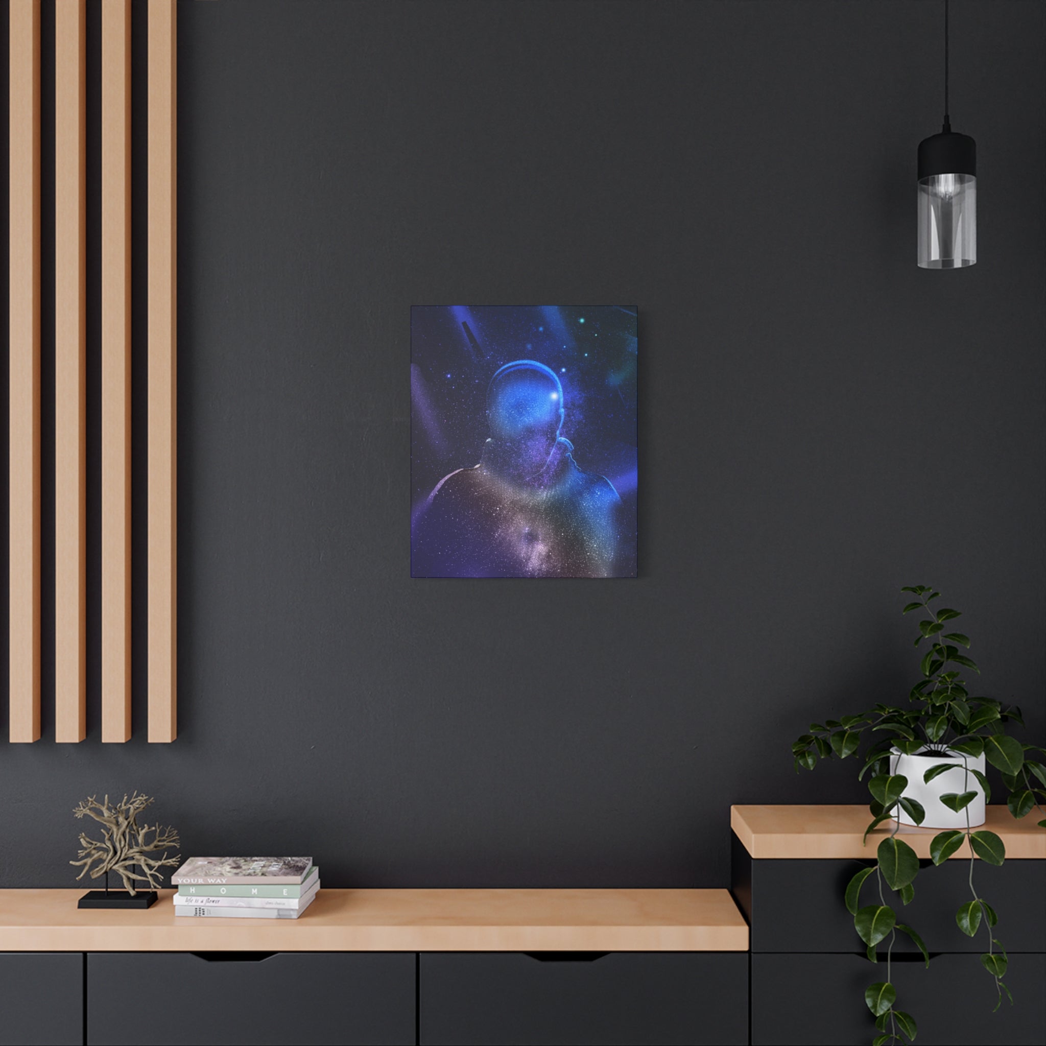 Figure in Space Canvas Wall Art - Cosmic Silhouette Decor