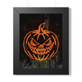 Neon Pumpkin Framed Poster - Spooky Halloween Wall Art