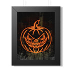 Neon Pumpkin Framed Poster - Spooky Halloween Wall Art