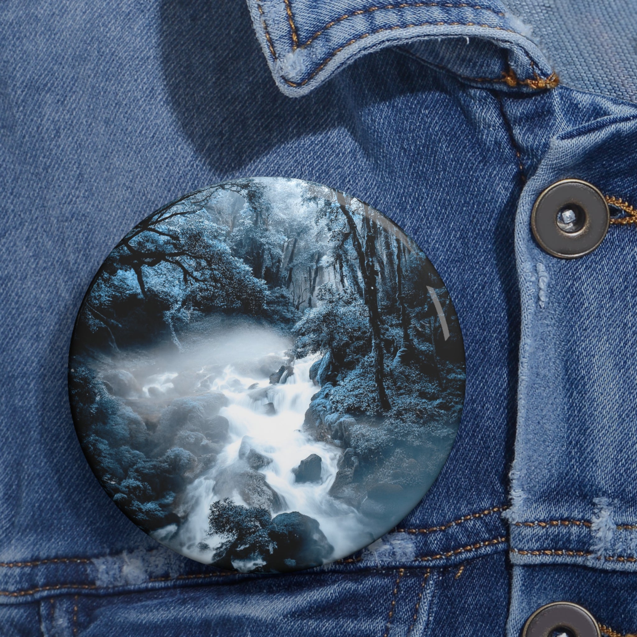Frozen Forest Pin - Winter Landscape Art Button