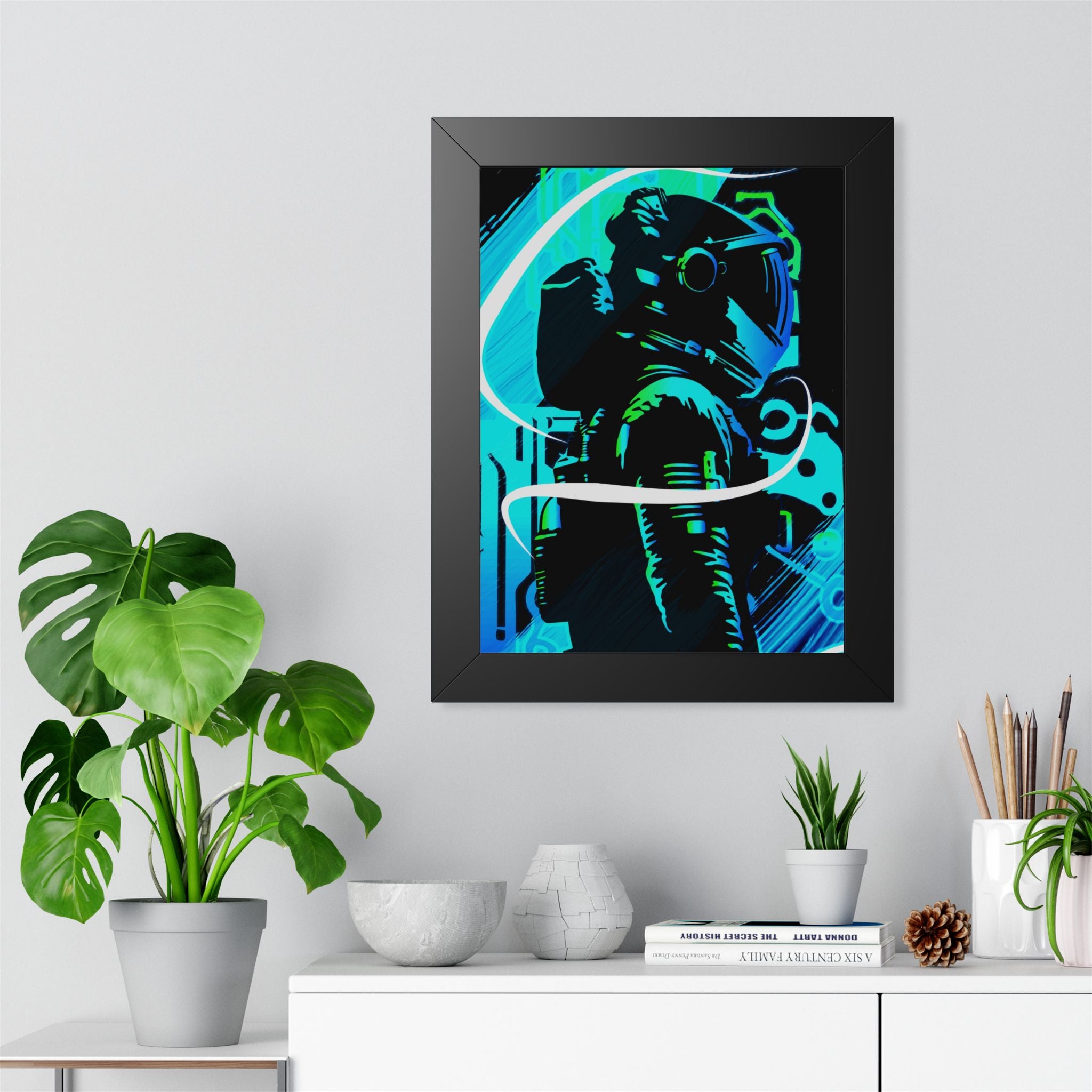 Grunge Paint Blast Framed Poster - Splatter Astronaut Wall Art
