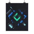 Abstract Techno Blue Poster - Cyberpunk Digital Art Print