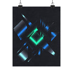 Abstract Techno Blue Poster - Cyberpunk Digital Art Print