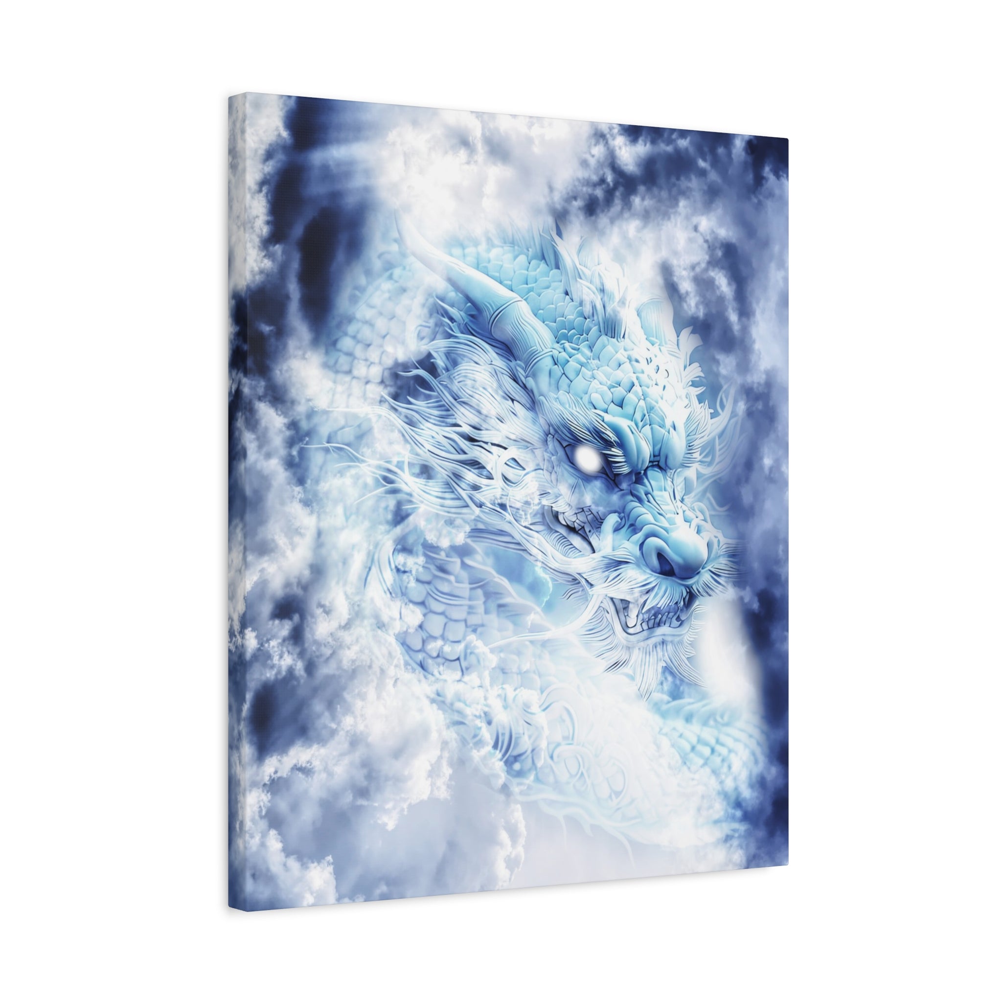 Blue Sky Dragon Canvas Wall Art - Celestial Fantasy Decor