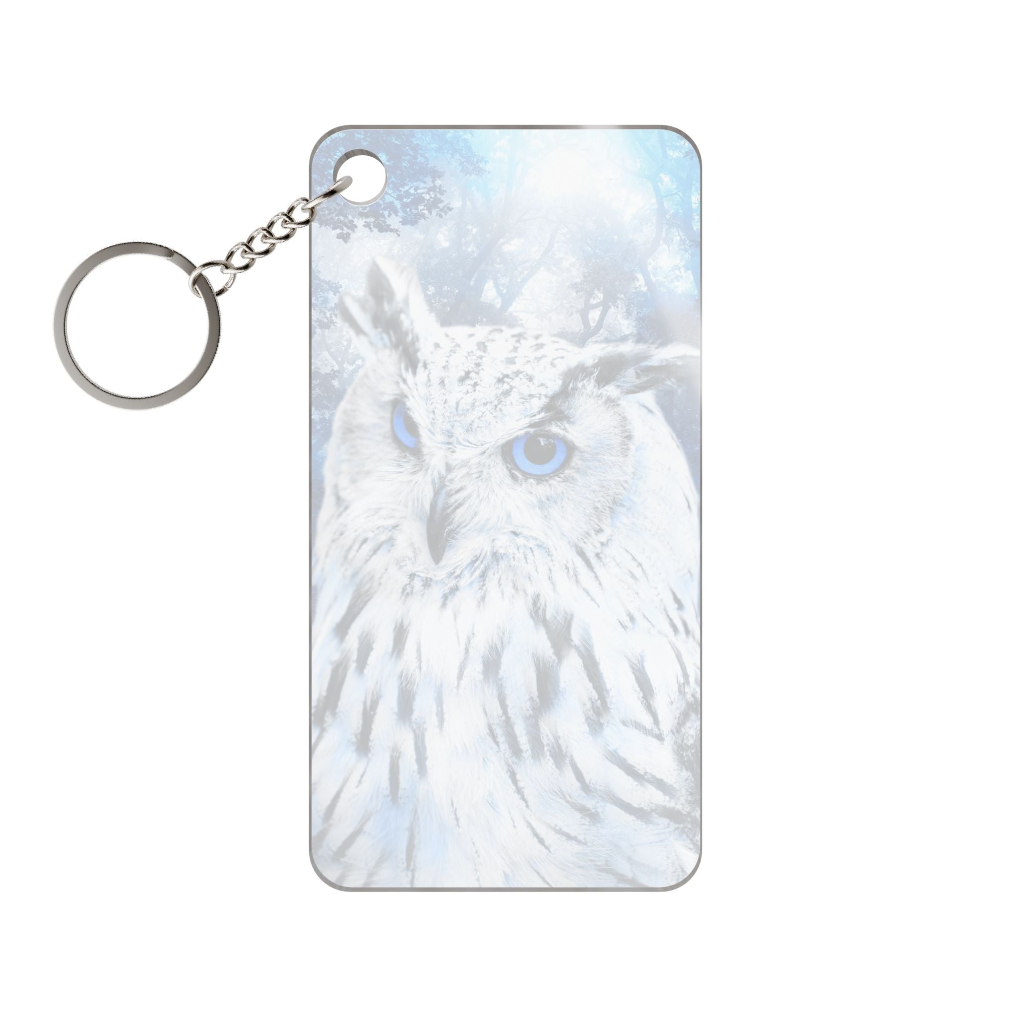 Frost Owl Keychain - Winter Bird Acrylic Charm