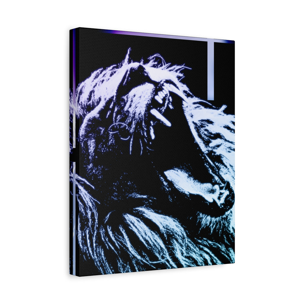 CRT Lion Retro Wave Canvas Art - 80s Vaporwave Neon Decor