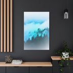 Blue Mountain Fog Canvas Wall Art - Misty Forest Nature Decor