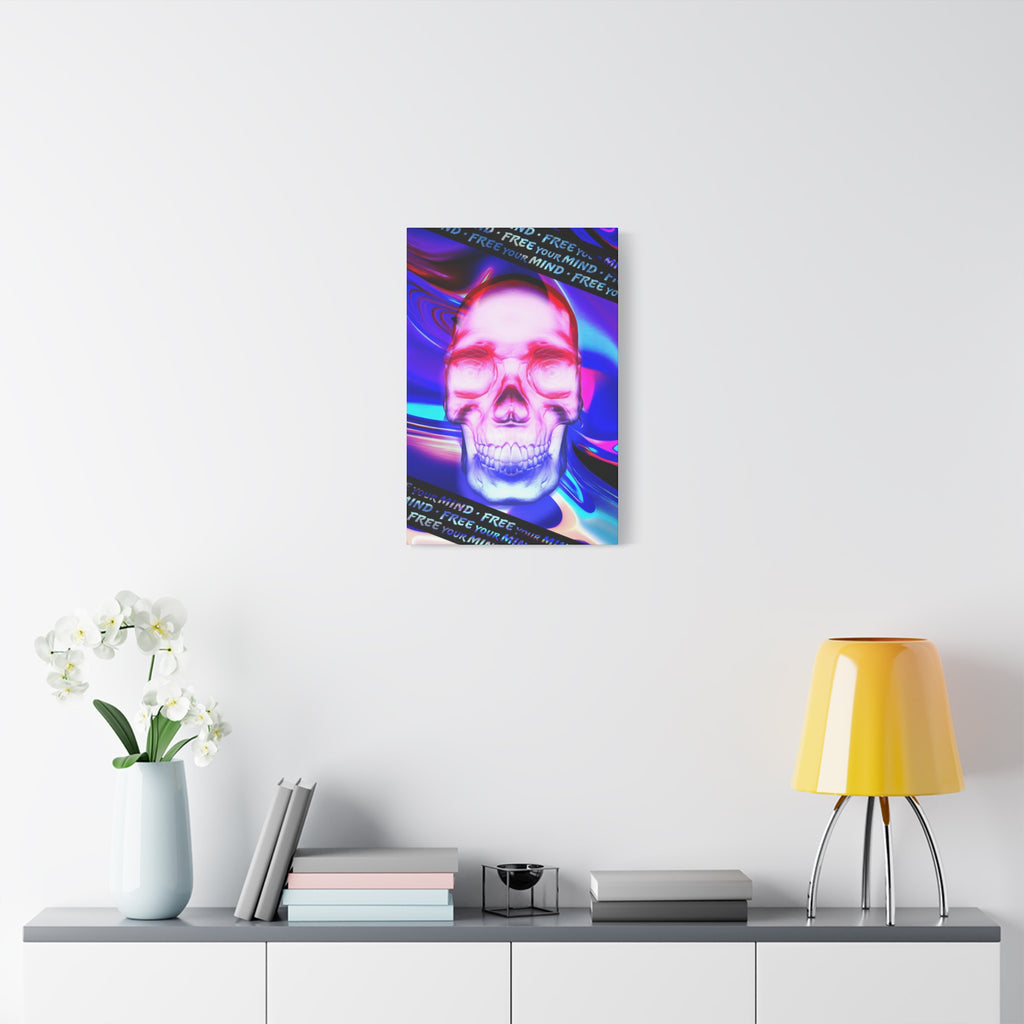 Free Your Mind Canvas Wall Art - Psychedelic Skull Portrait Decor