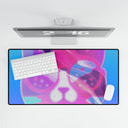 Lofi Cat Meow Desk Mat - Retro Anime Aesthetic Mouse Pad