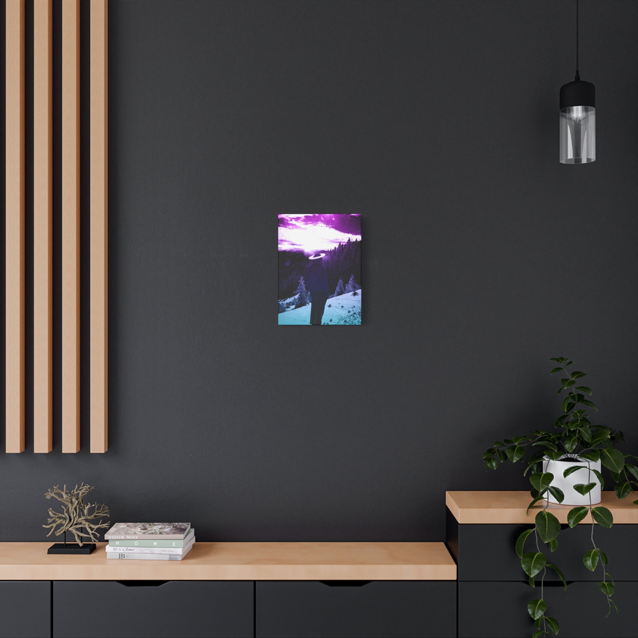 Winter Aurora Light Snowy Forest Canvas Art | Northern Lights Arctic Landscape Wall Decor