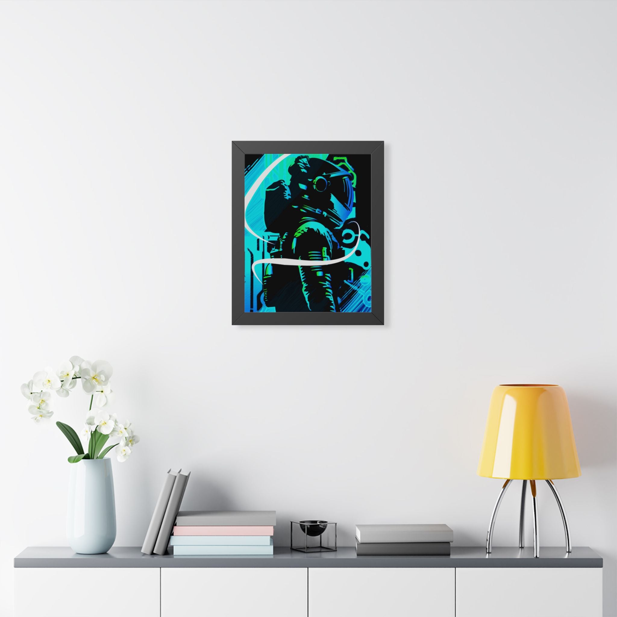 Grunge Paint Blast Framed Poster - Splatter Astronaut Wall Art
