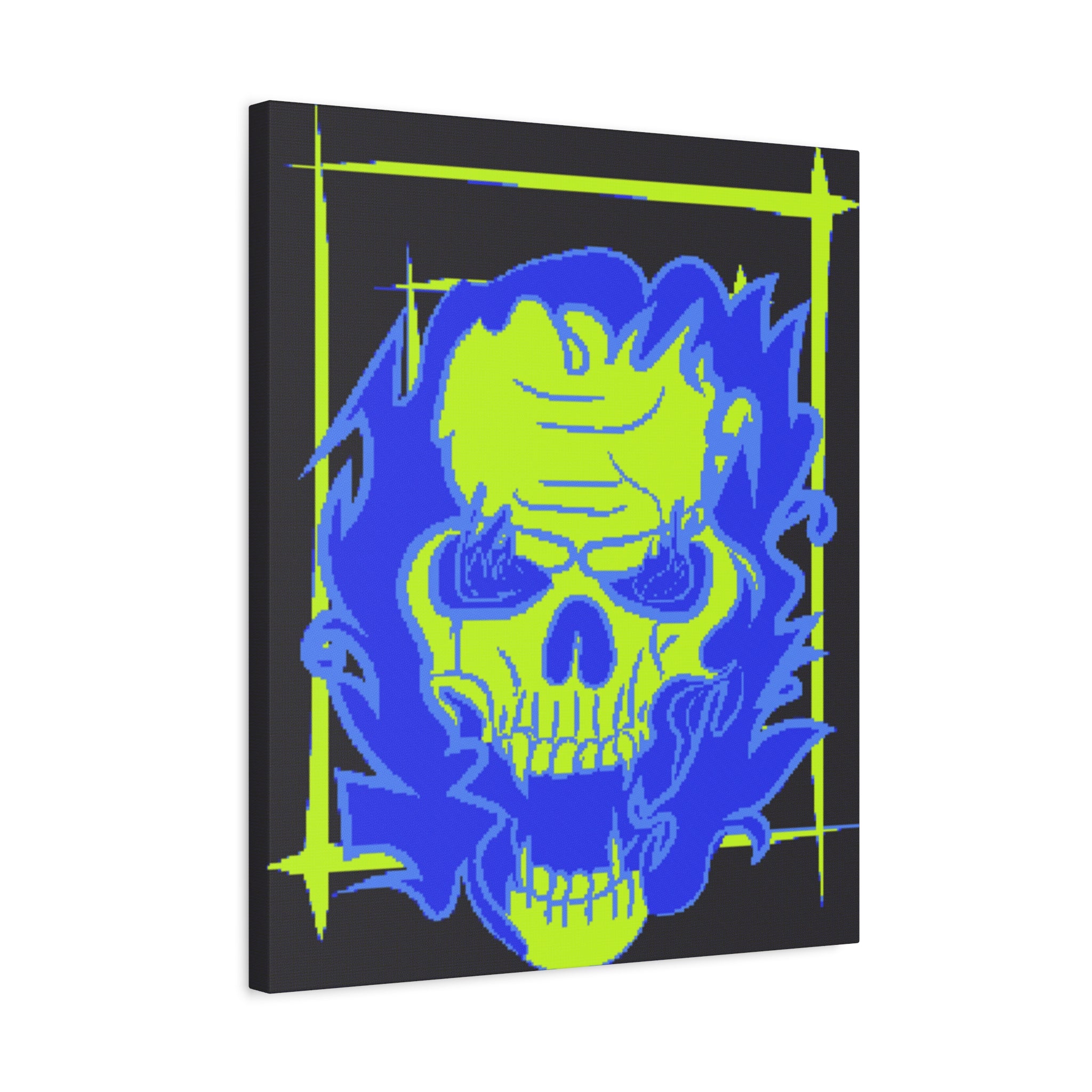Skull of Mental Fire Canvas Wall Art - Psychedelic Gothic Decor