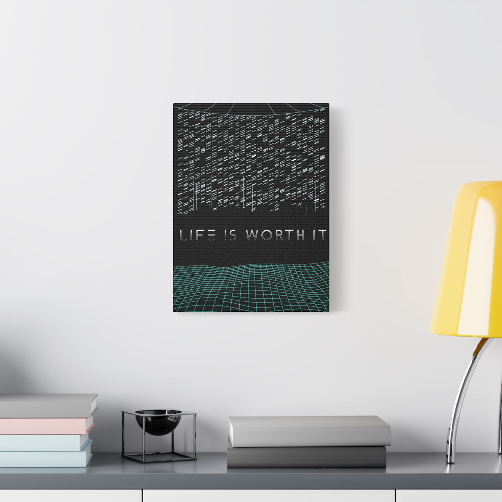 Life Is Worth It Canvas Wall Art - Abstract Symbolic Cyber Decor
