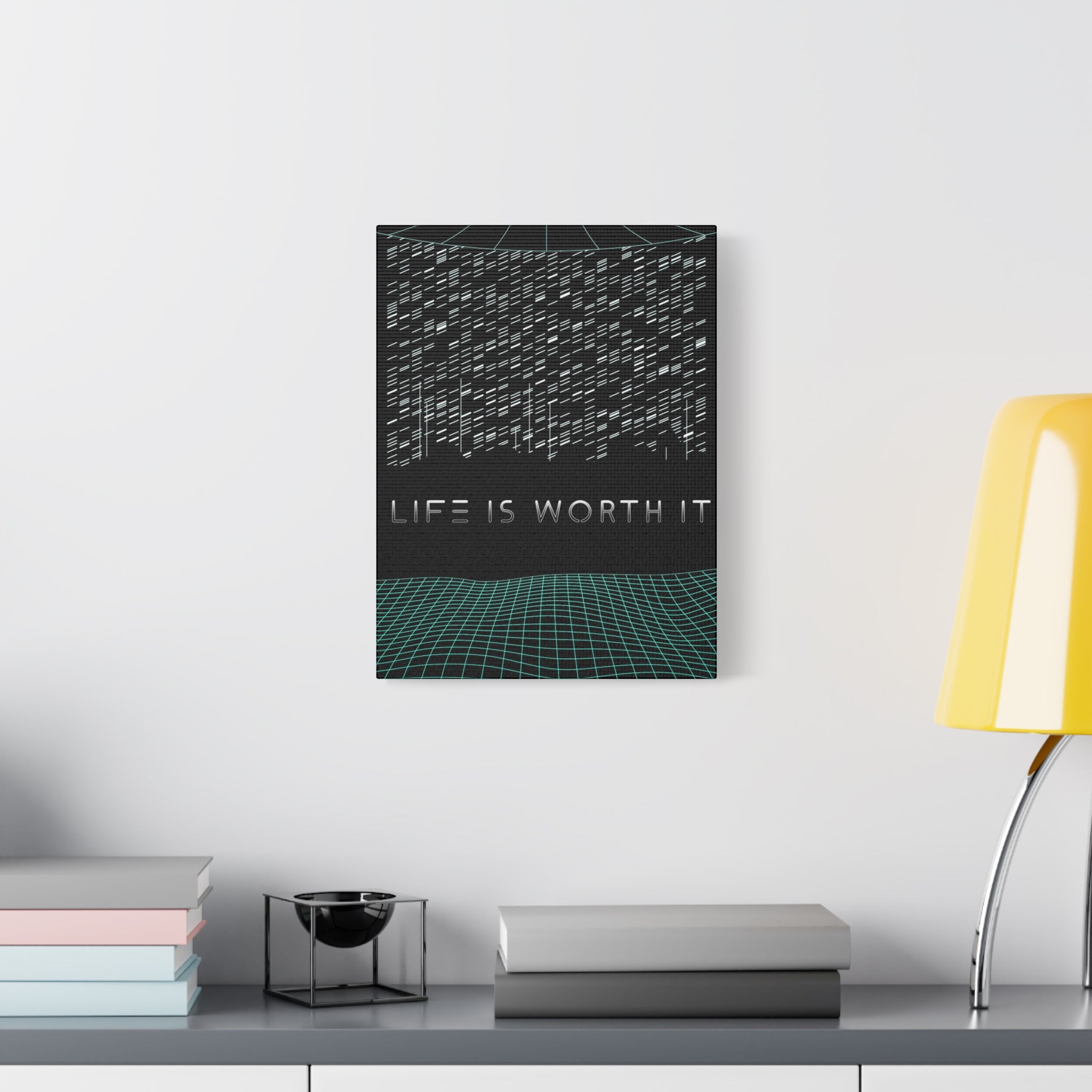 Life Is Worth It Canvas Wall Art - Abstract Symbolic Cyber Decor
