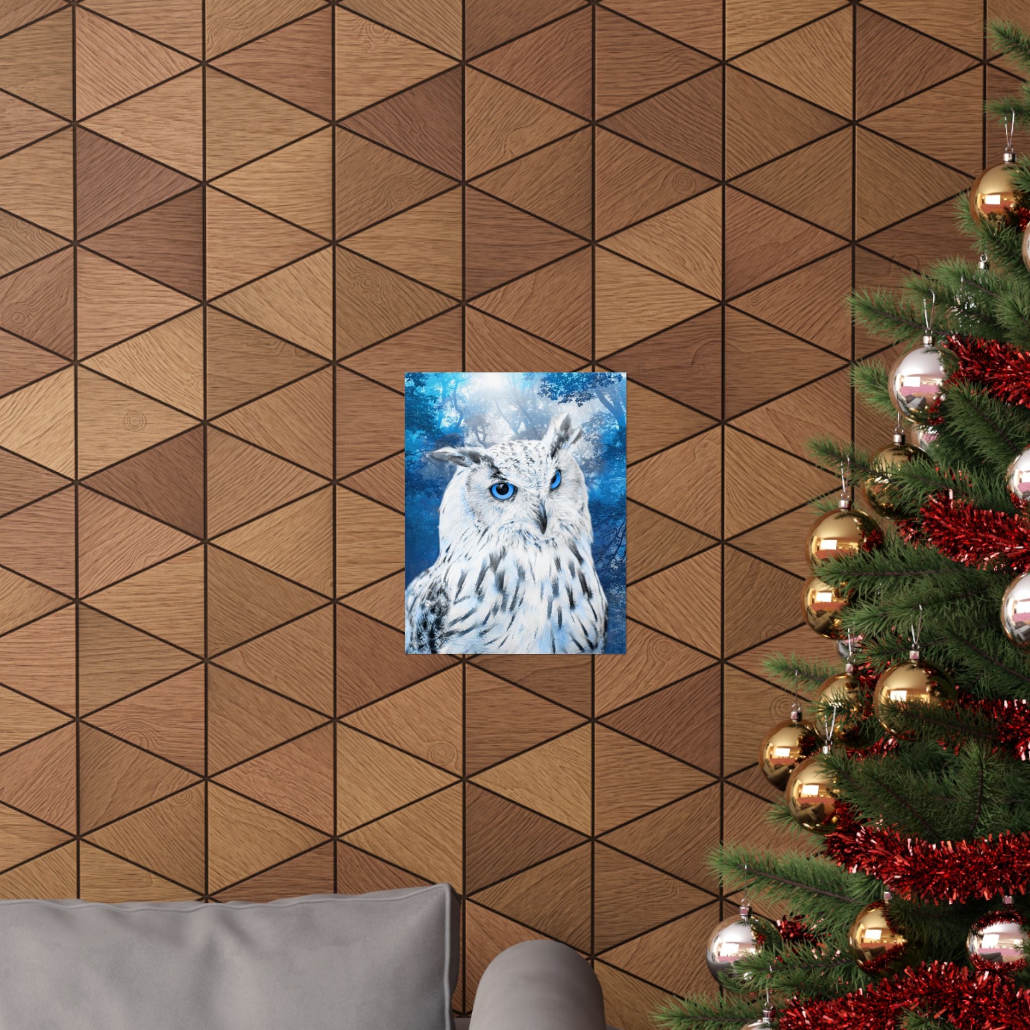 Frost Owl Poster Print - Winter Woodland Bird Art