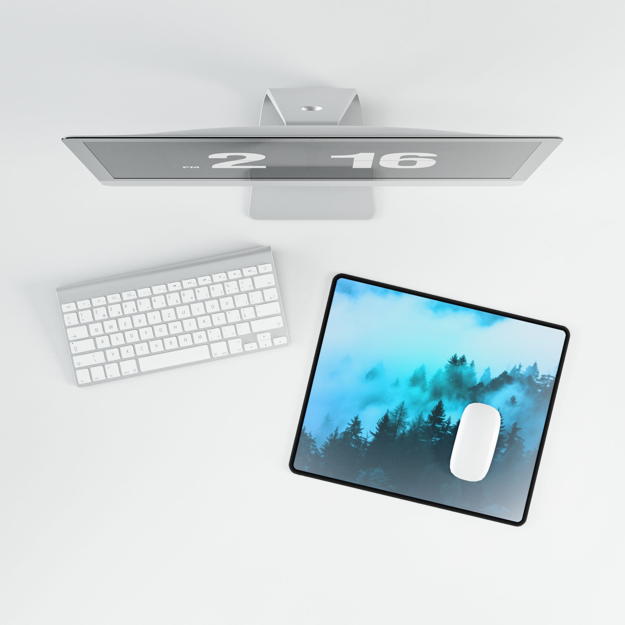 Blue Mountain Fog Mouse Pad - Misty Landscape Desk Mat