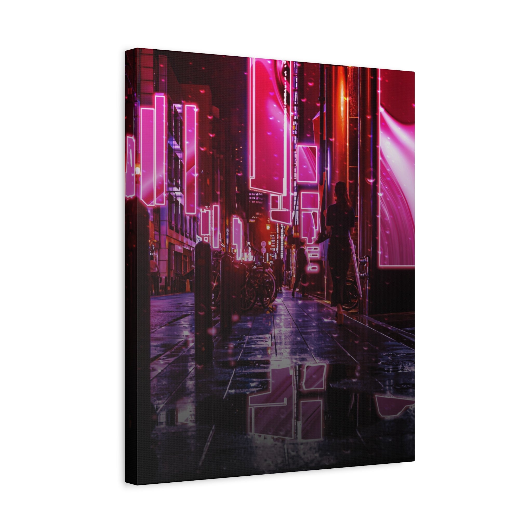 Japanese City Punk FX.3 Canvas Wall Art - Cyberpunk Tokyo Street Decor