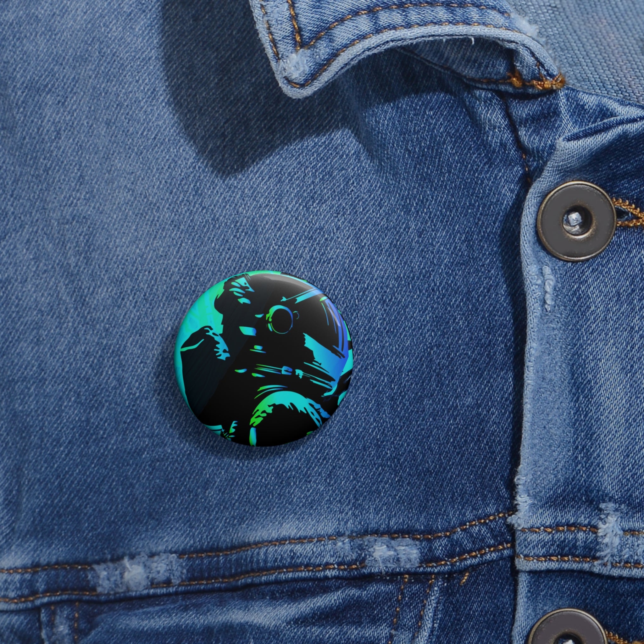 Grunge Paint Blast Pin - Splatter Astronaut Art Button