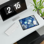 Blue Flame Skull Gothic Gaming Desk Mat