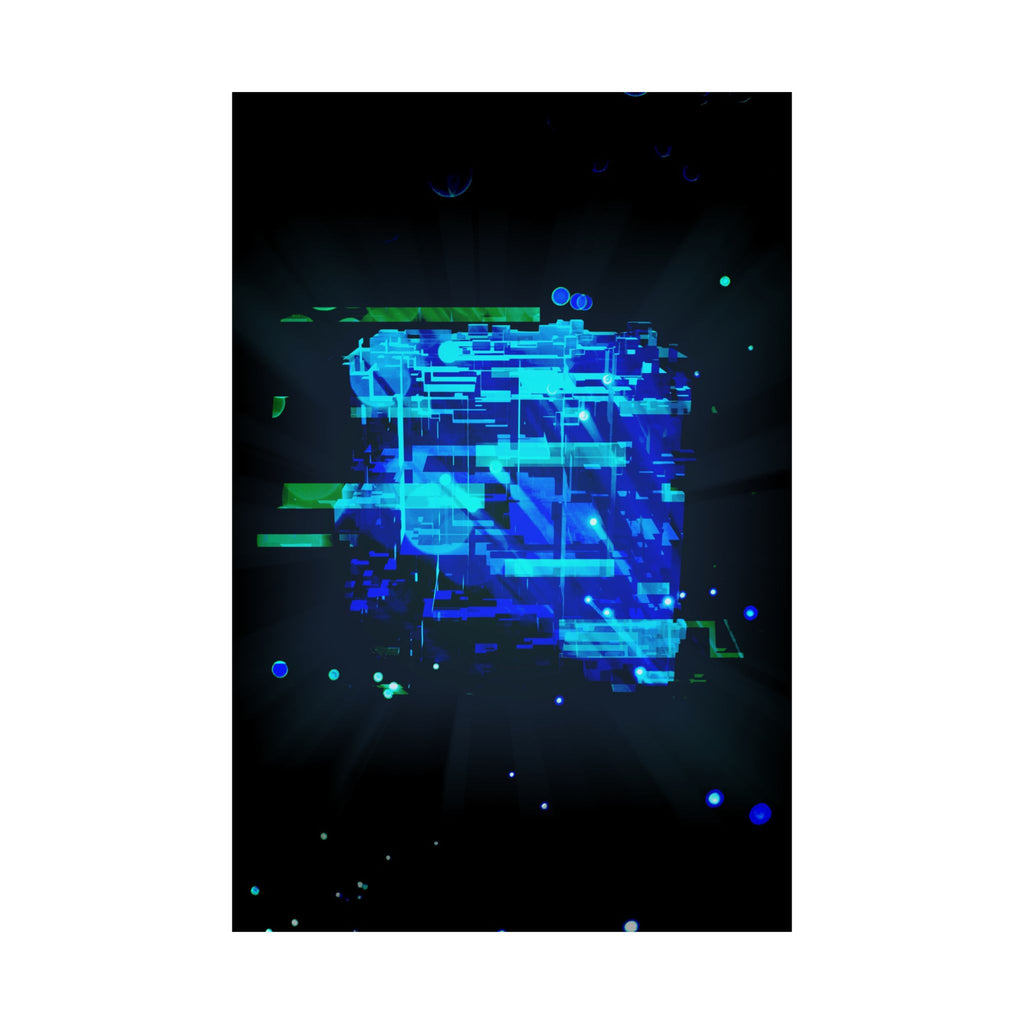 Vibrant Data Cube Matte Vertical Poster - Stunning Digital Art for Home Decor