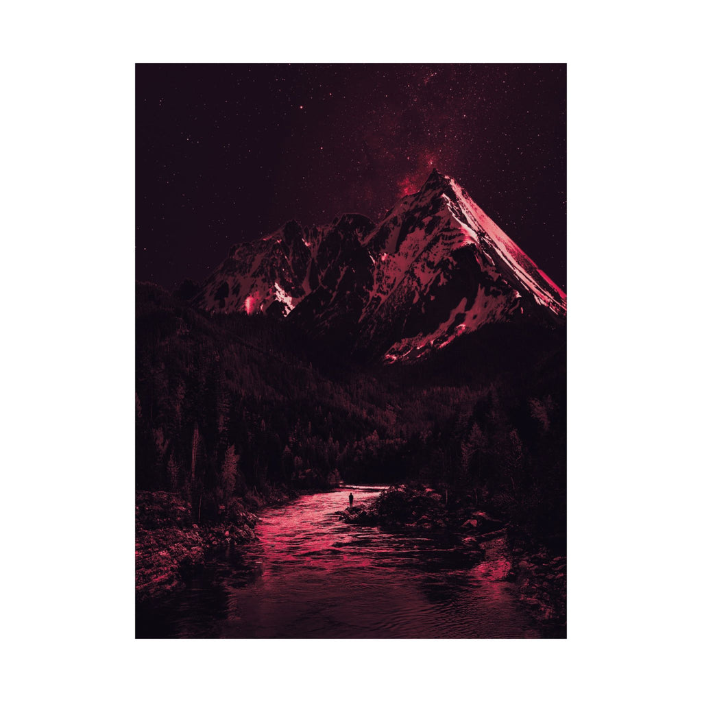 Red Mountain Lake Poster - Dramatic Landscape Art Print