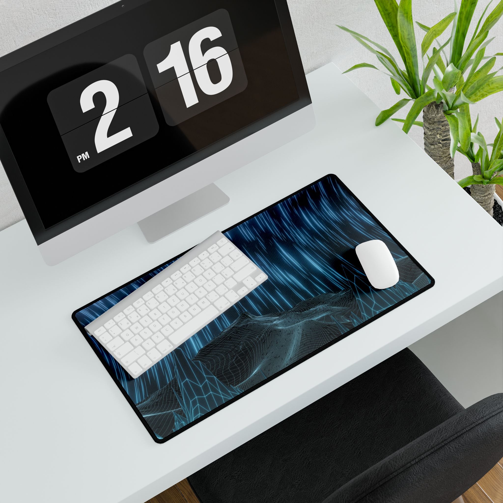 Cyber Wave Escape Retro Grid Desk Mat - Synthwave Mouse Pad