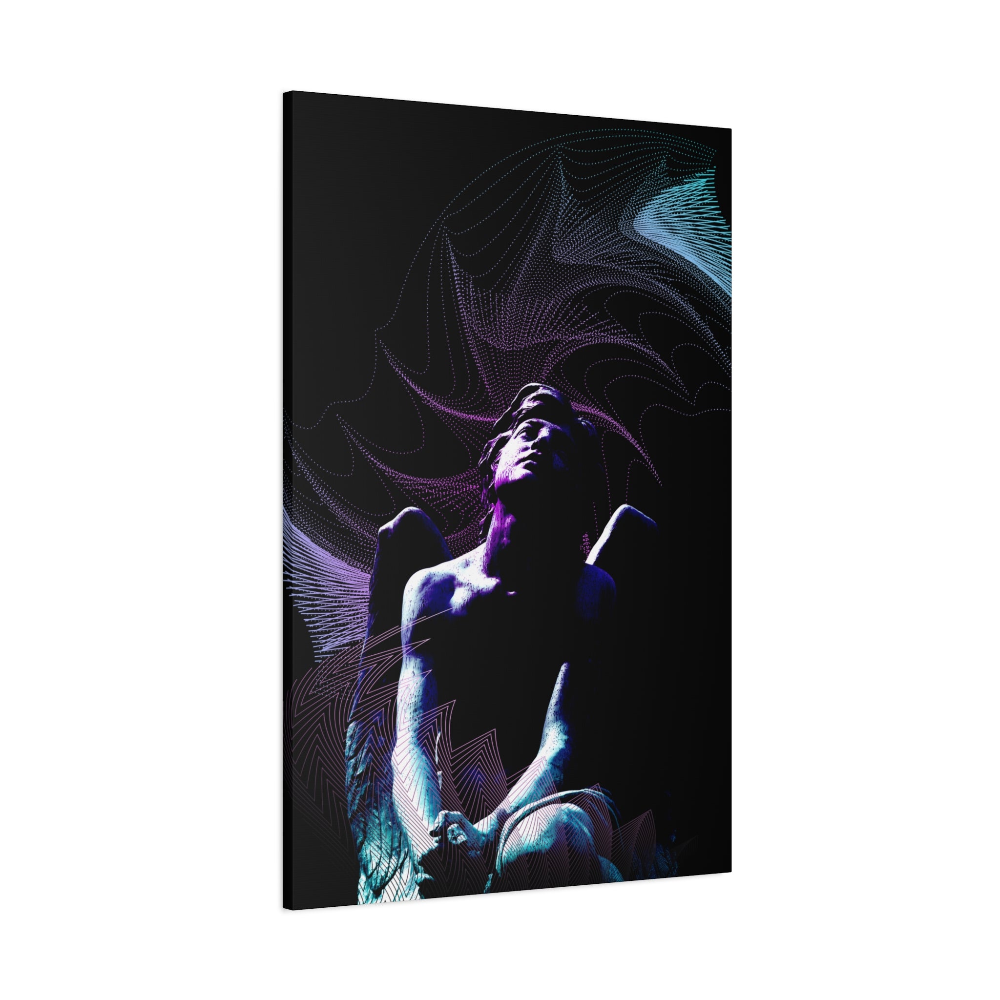 Skybound Canvas Wall Art - Surreal Angel Figure in the Clouds