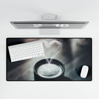 Coffee Love Latte Heart Desk Mat - Cafe Aesthetic Mouse Pad