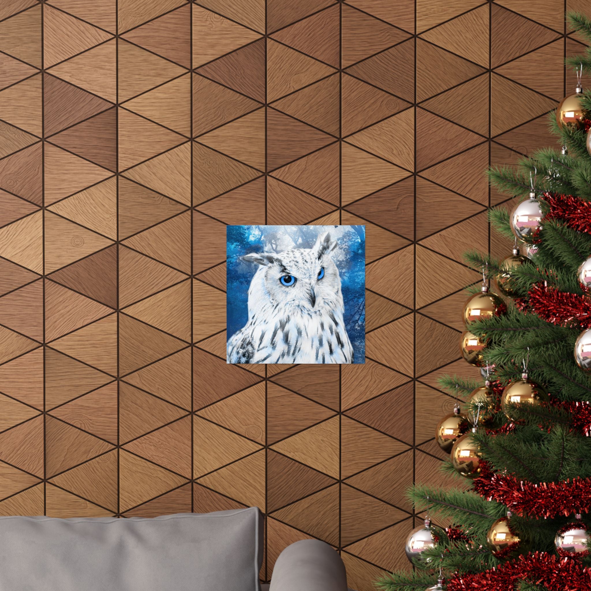Frost Owl Poster Print - Winter Woodland Bird Art