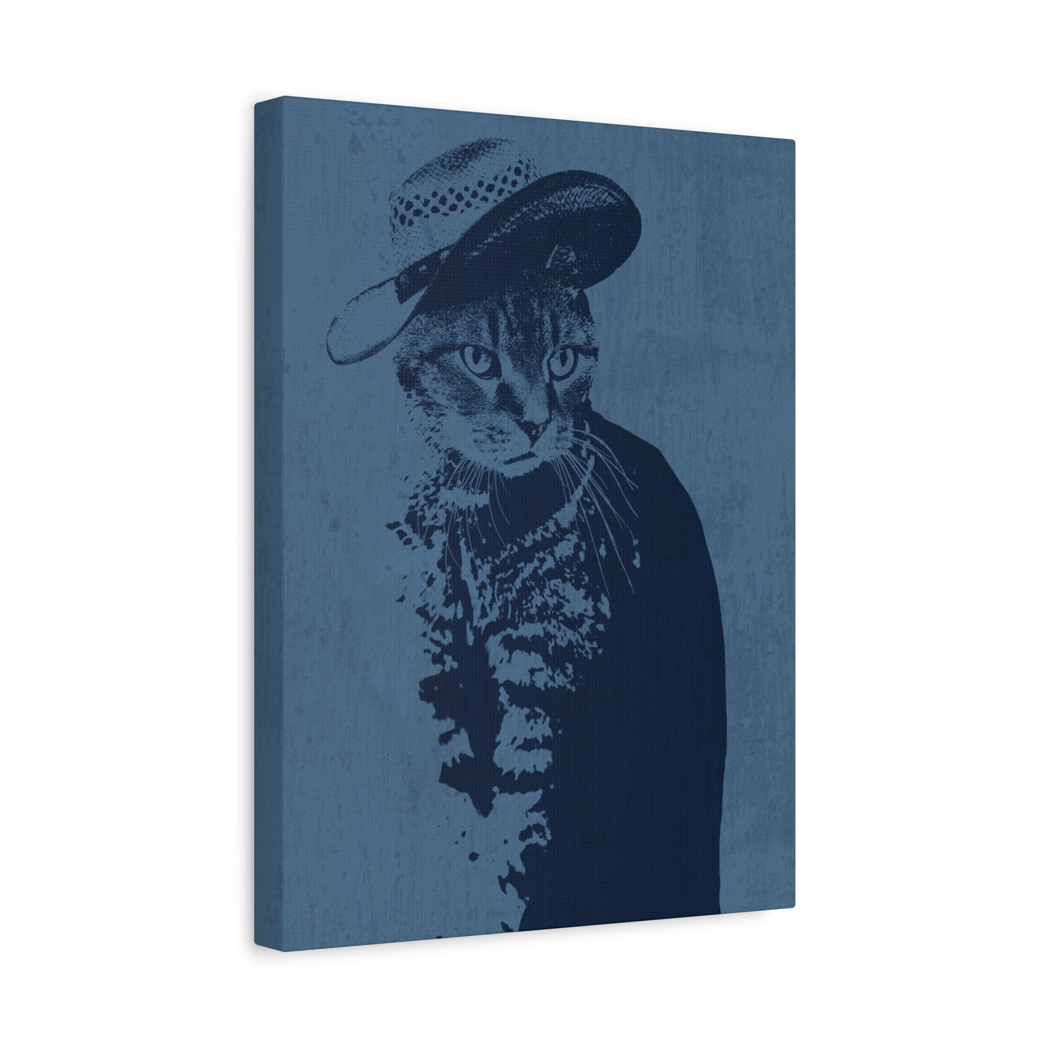 Grey Tabby Cat Canvas Wall Art - Cute Pet Portrait Decor