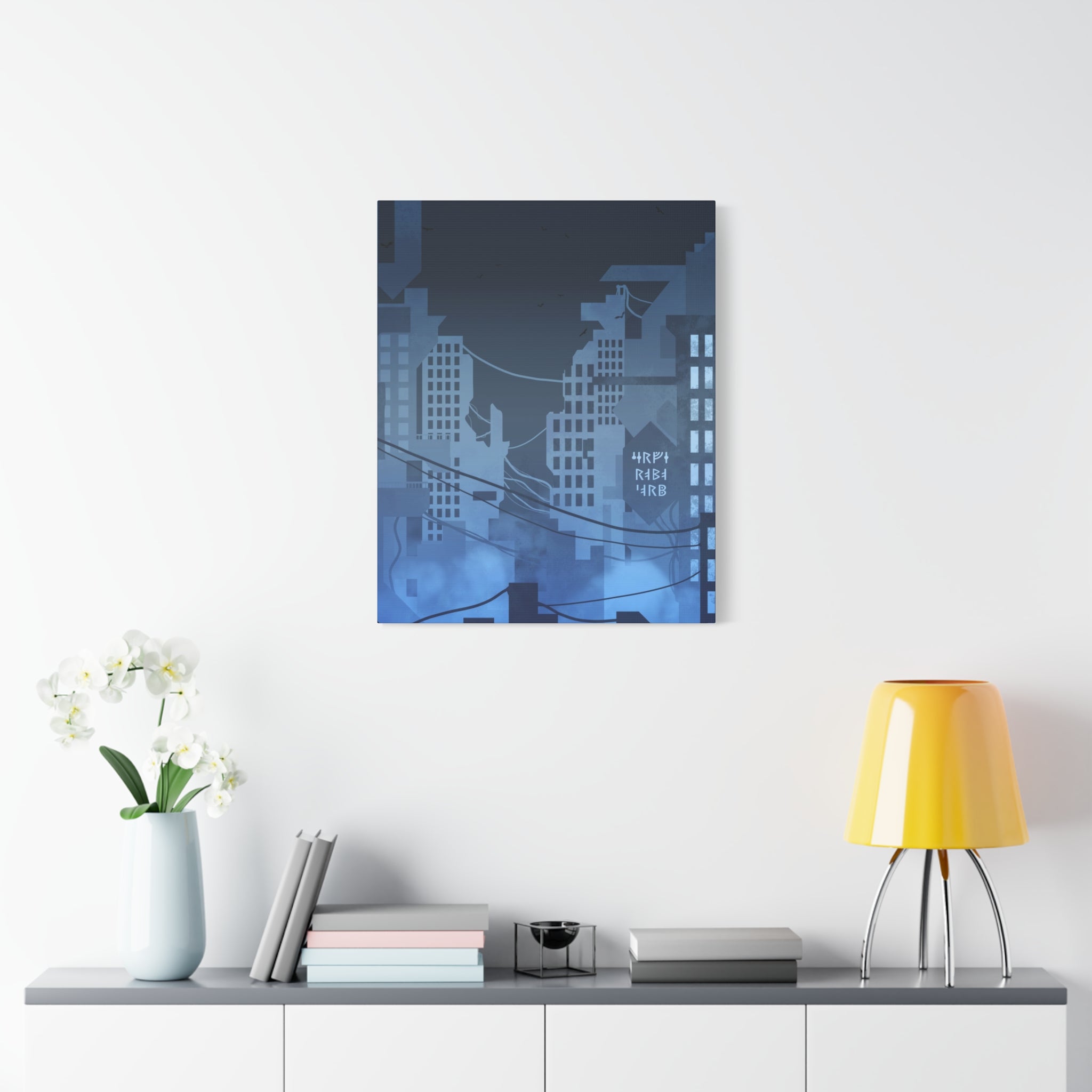 City Lights Canvas Wall Art - Neon Cyberpunk Cityscape Decor