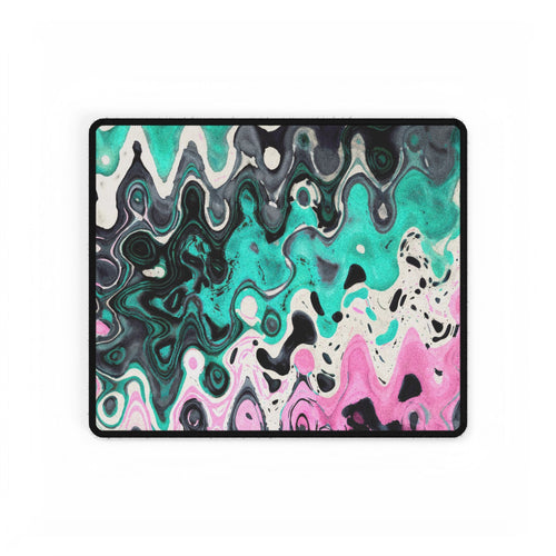 Mint Drip Desk Mat - Psychedelic Abstract Pattern Mouse Pad