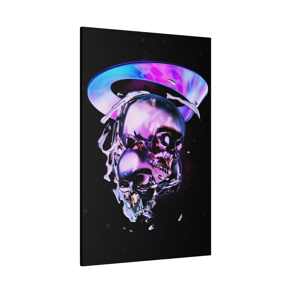 Melted Skeleton Skulls Canvas Wall Art - Gothic Cosmic Skull Decor