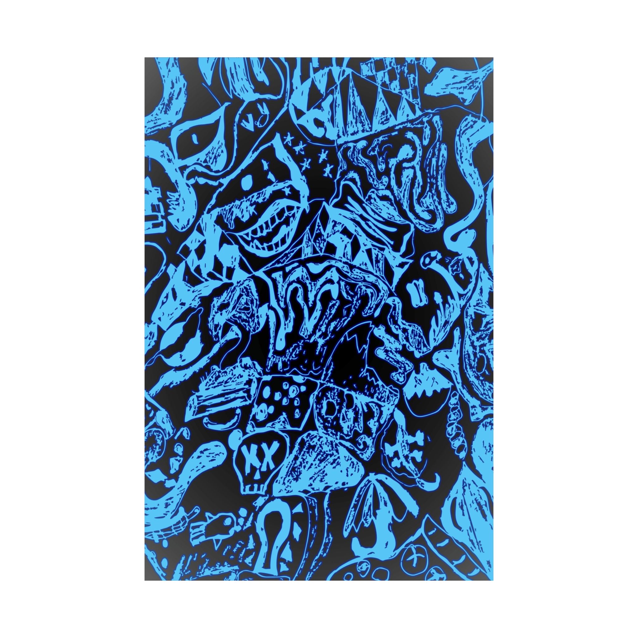 Doodles of a Lost Mind Poster - Cyan Sketchbook Doodle Art Print