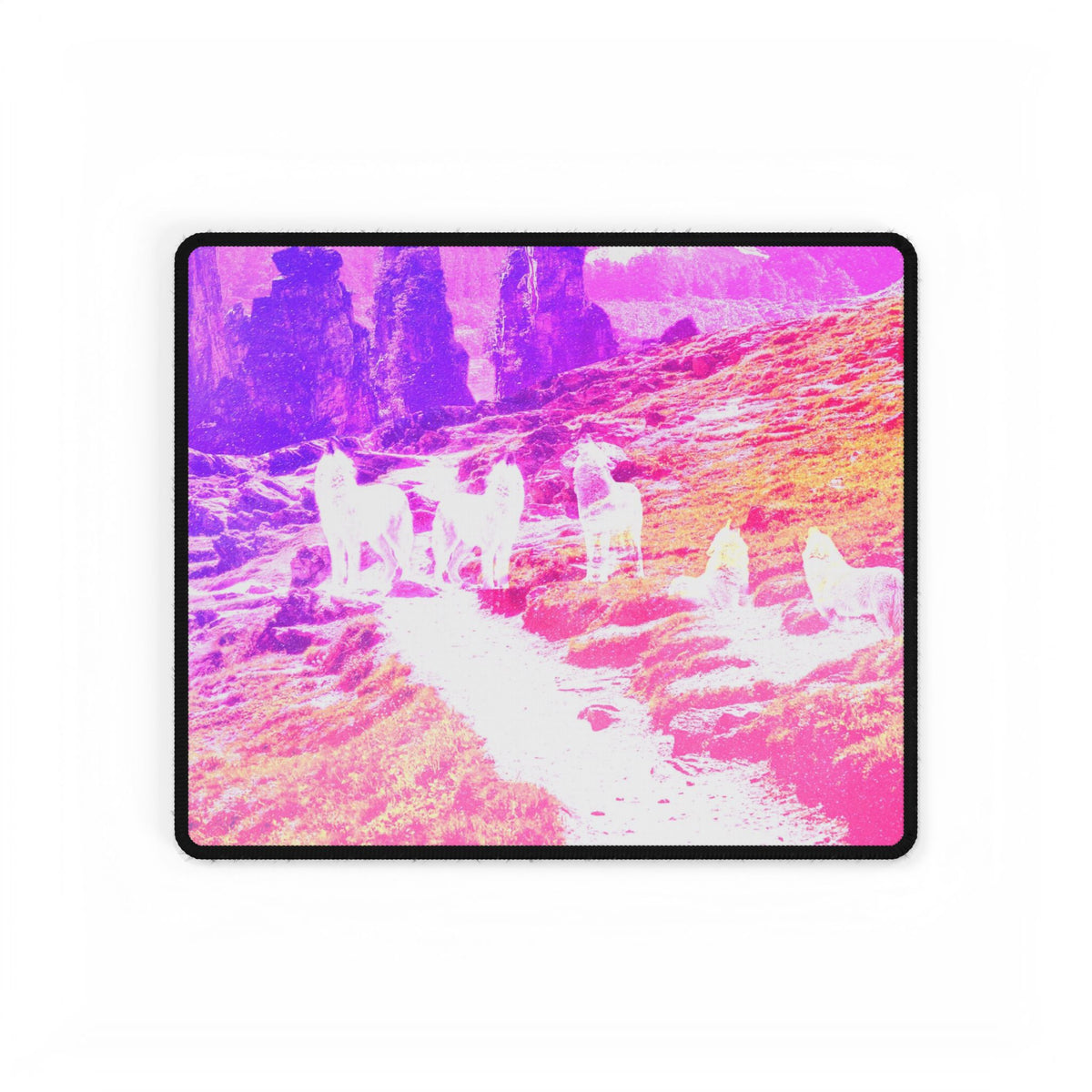 Spirit Wolf Mountain Path Desk Mat - Group Wolves Mountain Mouse Pad