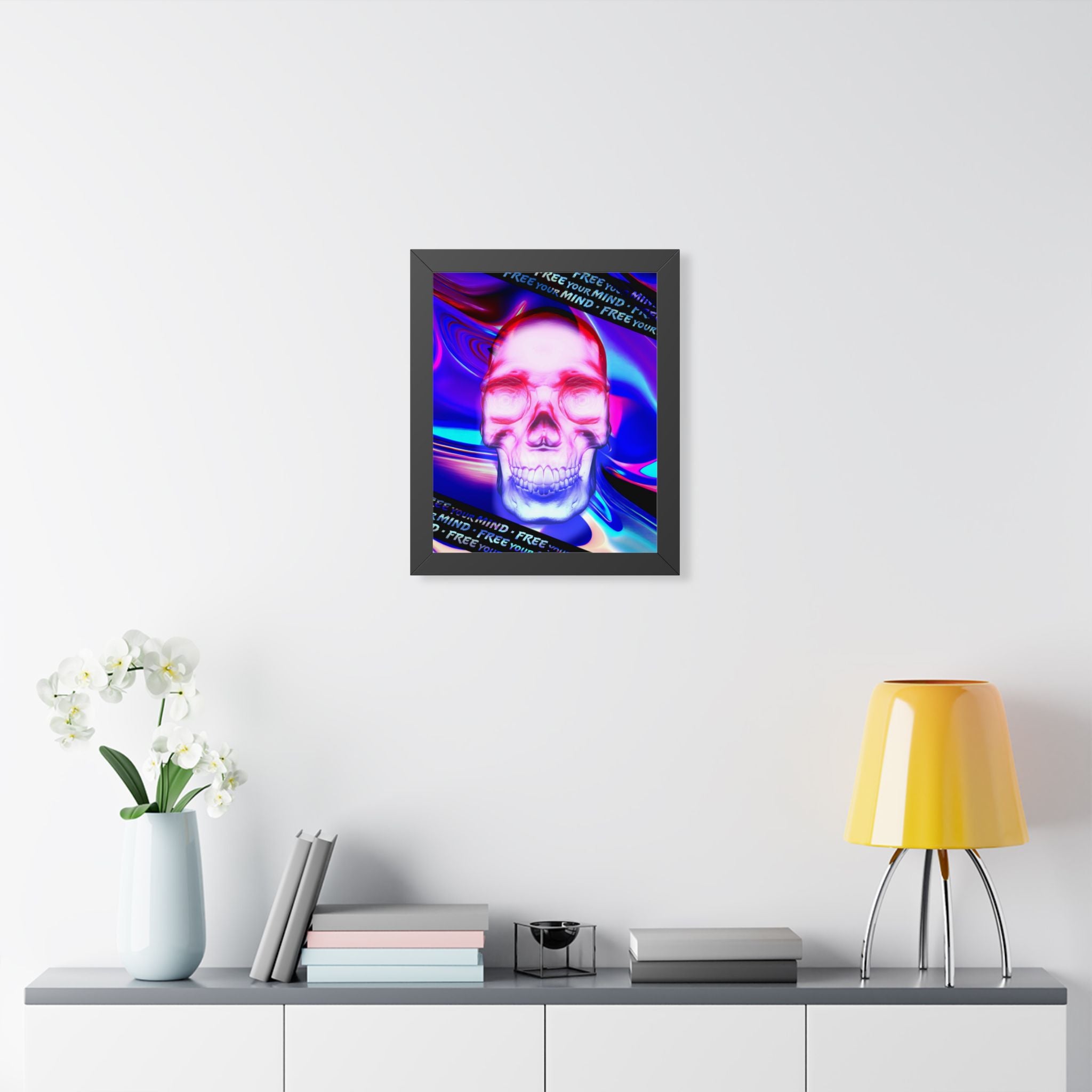 Free Your Mind Framed Poster - Psychedelic Skull Wall Art