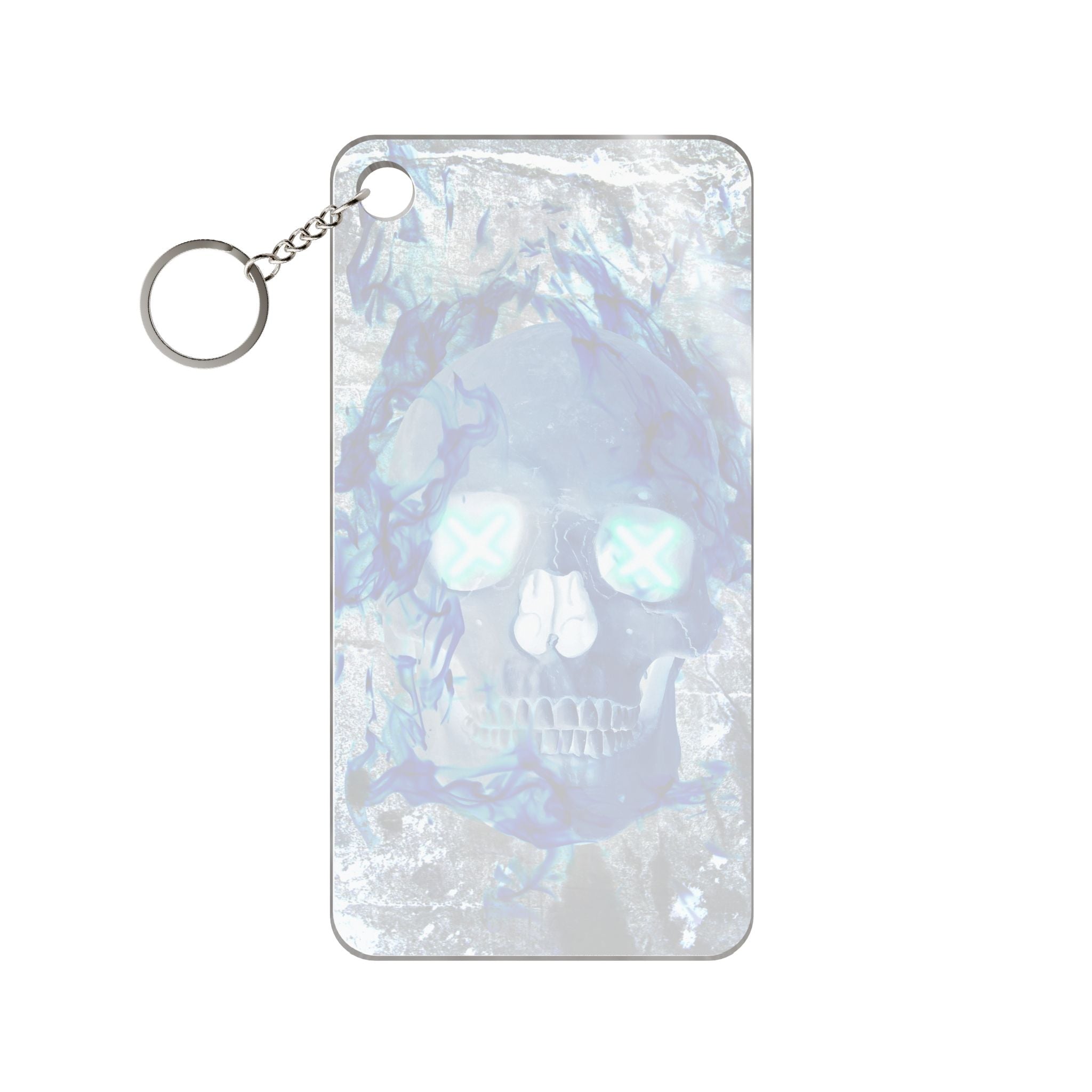 Blue Flame Skull Keychain - Gothic Fire Acrylic Charm