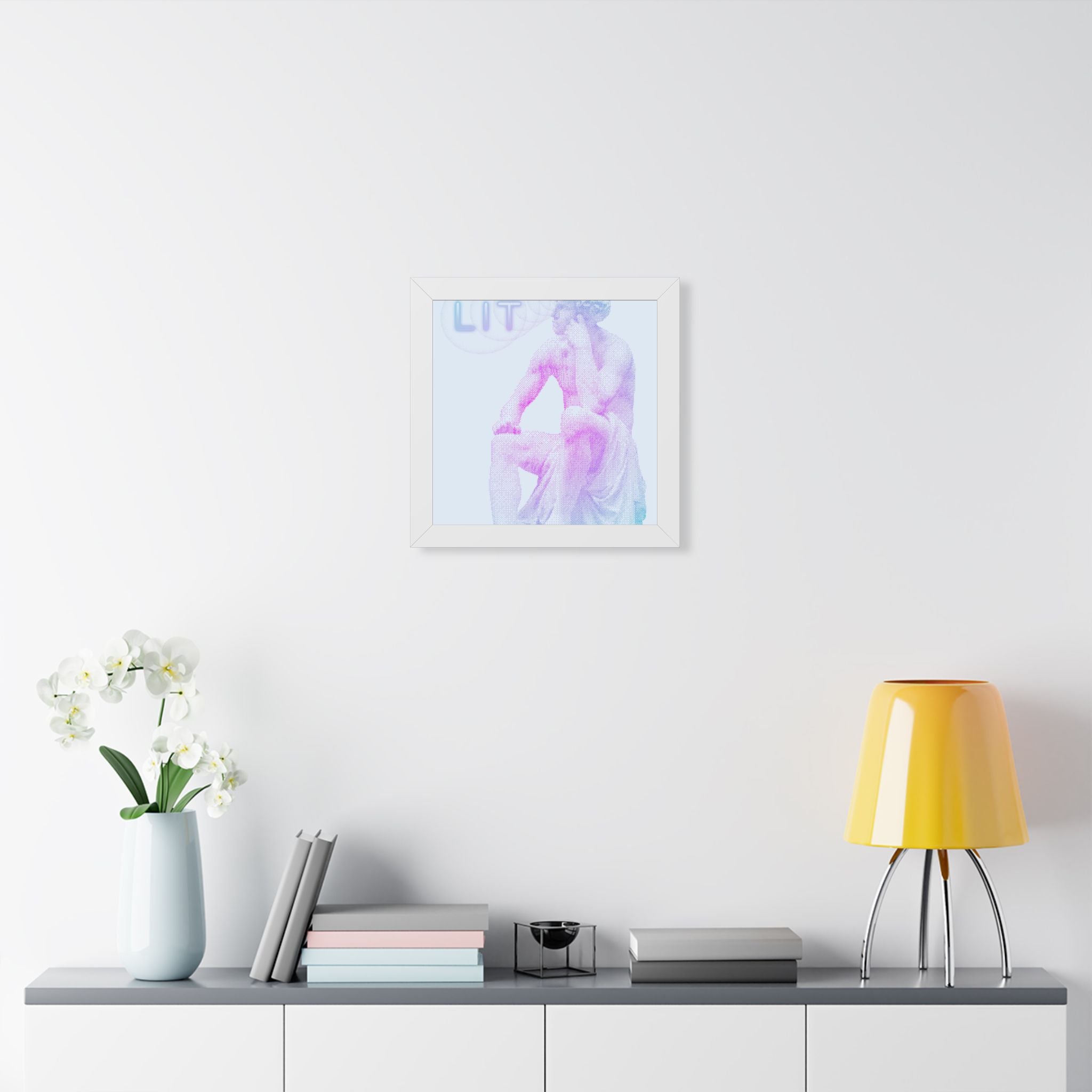 Lit Thinker Framed Poster - Psychedelic Abstract Portrait Wall Art