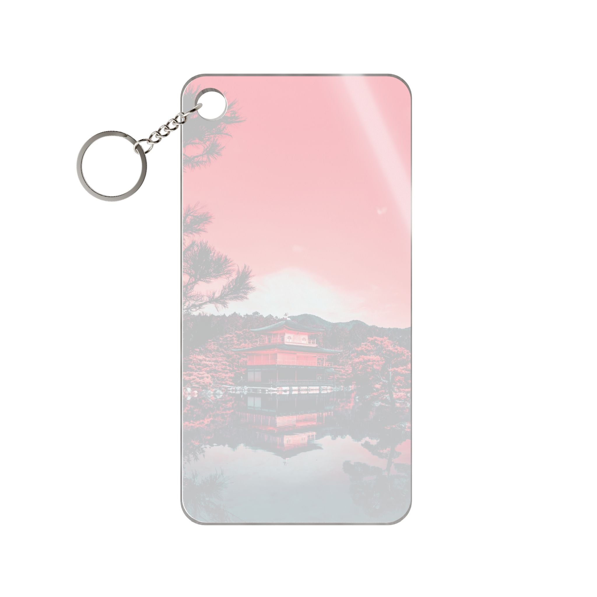 Red Forest Keychain - Abstract Landscape Acrylic Charm