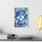 Blue Flame Skull Gothic Canvas Art - Edgy Fire Skeleton Decor