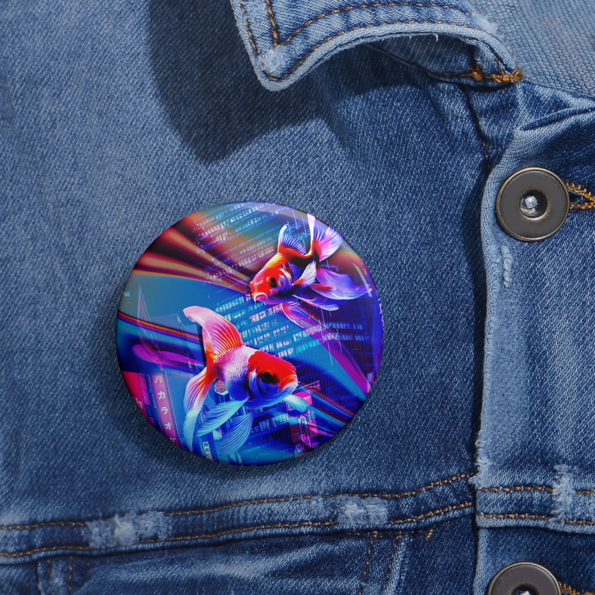Japanese City Punk FX.2 Koi Attack Pin - Special Edition Art Button
