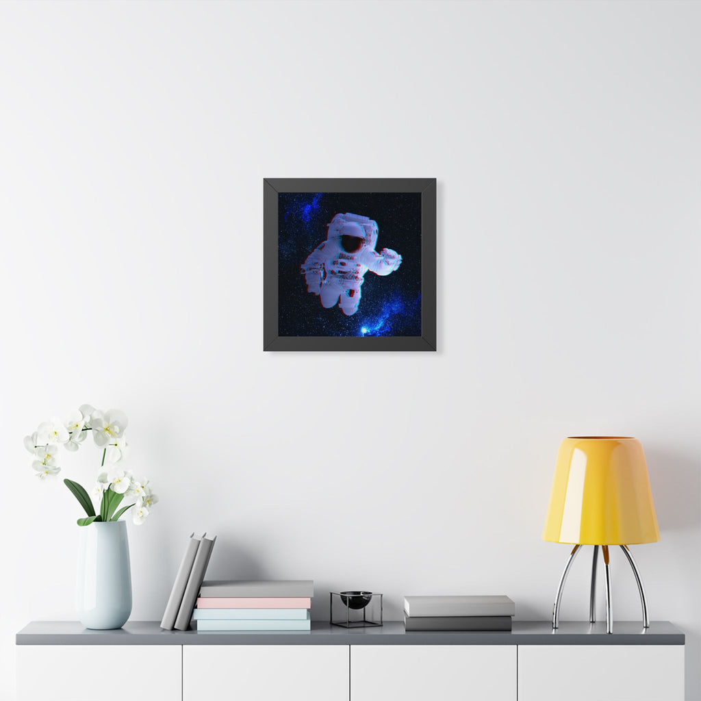 Scanline Spaceman Framed Poster - Retro CRT Astronaut Wall Art