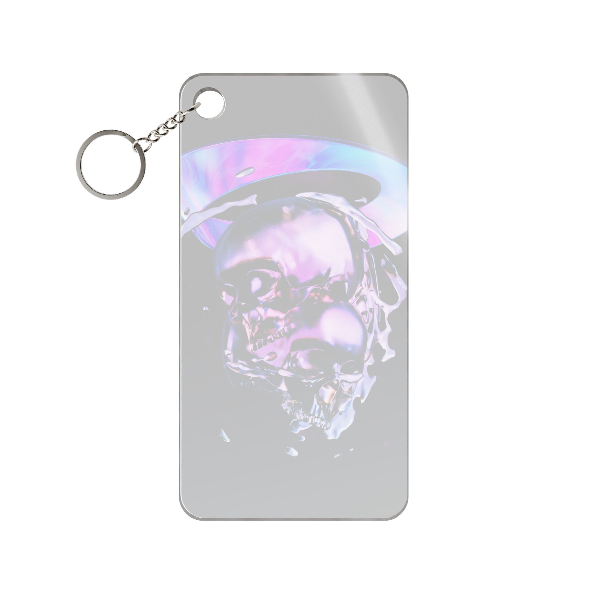 Melted Skeleton Skulls Keychain - Cosmic Skull Acrylic Charm
