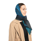 Fluid Teal Ink Scarf - Deep Blue Abstract Swirl Shawl