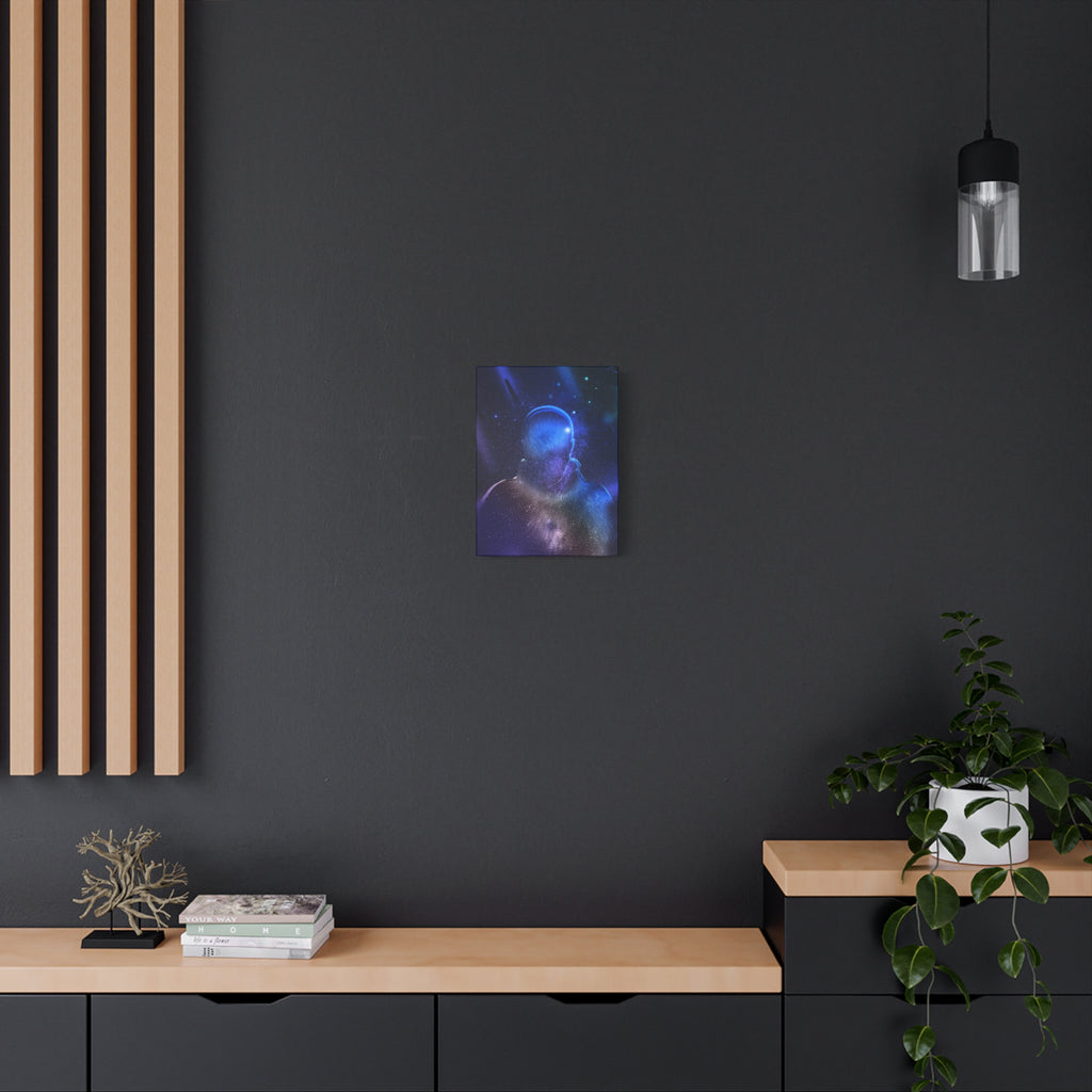 Figure in Space Canvas Wall Art - Cosmic Silhouette Decor